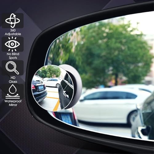 Image of [ORIGINAL] Blind Spot Mirror For Car - 2 Round HD Glass Frameless Convex Rear View Mirror For car mirror blind spot | 360 Adjustable Mini Mirror for Bike & Cars Side Mirror | 2-Pcs for All Vehicles