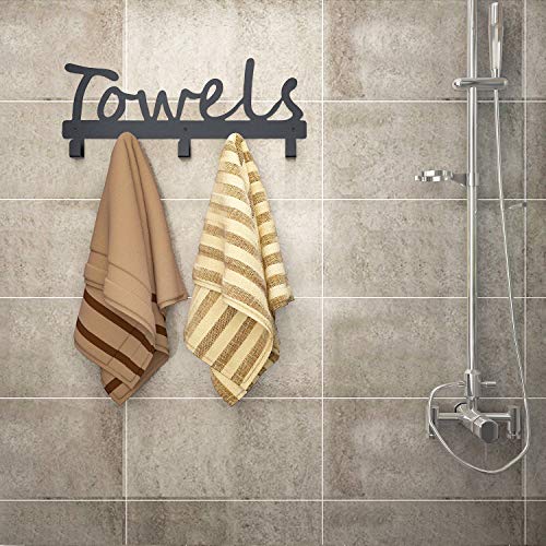Bath Towel Hooks Towel Rack Holder, Decorative Bath Organizer Wall Mount Hooks for Storage of Washcloths,Robe,Bath Towel,Coat,Hand Towels in Kitchen Bathroom Bedroom Living Room Pool - Black - Thumbnail 5