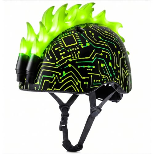 Image of Toddler Bike Helmet with LED Lights for Boys 2-12 Years | Adjustable Kids Bike Helmet, Multi-Sport for Bicycle Skateboard Scooter Cycling