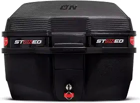 Baú Moto Bauleto Stoned tracker 35 Litros C/Base Universal Traseiro com Faixa Preta