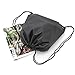 BINGONE Drawstring Bag Folding Backpack Storage Black