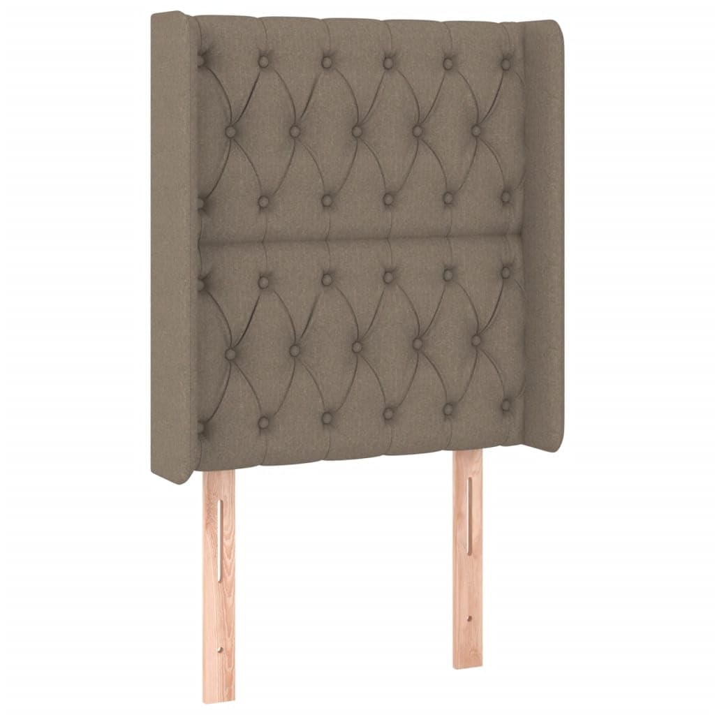 Zagłówek LED z regulacją wysokości, materiał taupe, 83 x 16 x 118/128 cm, tapicerowany zagłówek z uszami, do sypialni, oddychający design