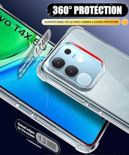 Image of WOW IMAGINE Ultra-Hybrid Crystal Clear Back Case for Vivo T4x 5G | iQoo Z10x 5G | Vivo Y31 Pro 5G | Shockproof Design | Camera Protection Bump | Hard Clear Cover with Cushioned Edges - Transparent