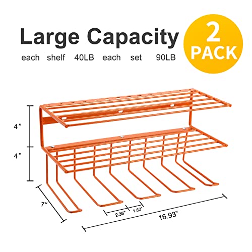 Power Tool Organizer For Tool Storage,Wall Mount Tool Organizers And Storage Rack For Garage Organization,Garage Wall Organizer With Shelf,Heavy Duty Drill Holder For Lifetime Use(2 Pack Orange) #TOP3