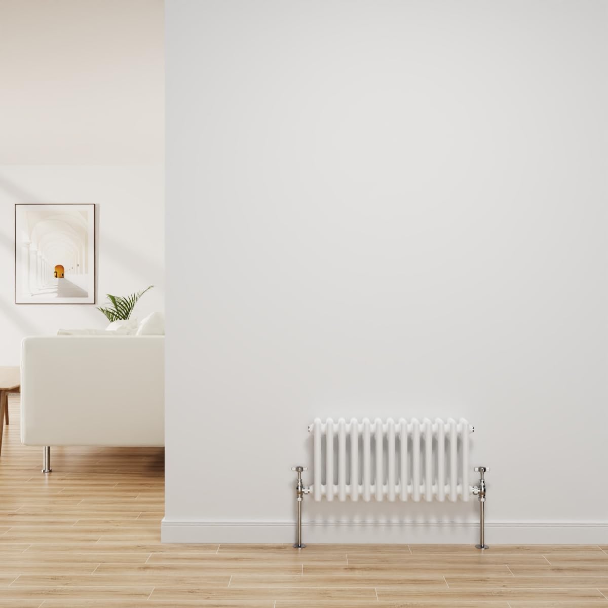 NRG Traditional Radiator Gloss White Cast Iron 3 Column Horizontal Central Heating Bathroom Radiators 300x607mm — image 1
