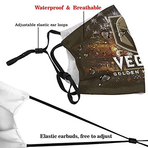 Las Vegas Golden Hockey Fans Reusable Mouth Cover Face Scarf for Men Women Sports/Outdoor with 10 Filter