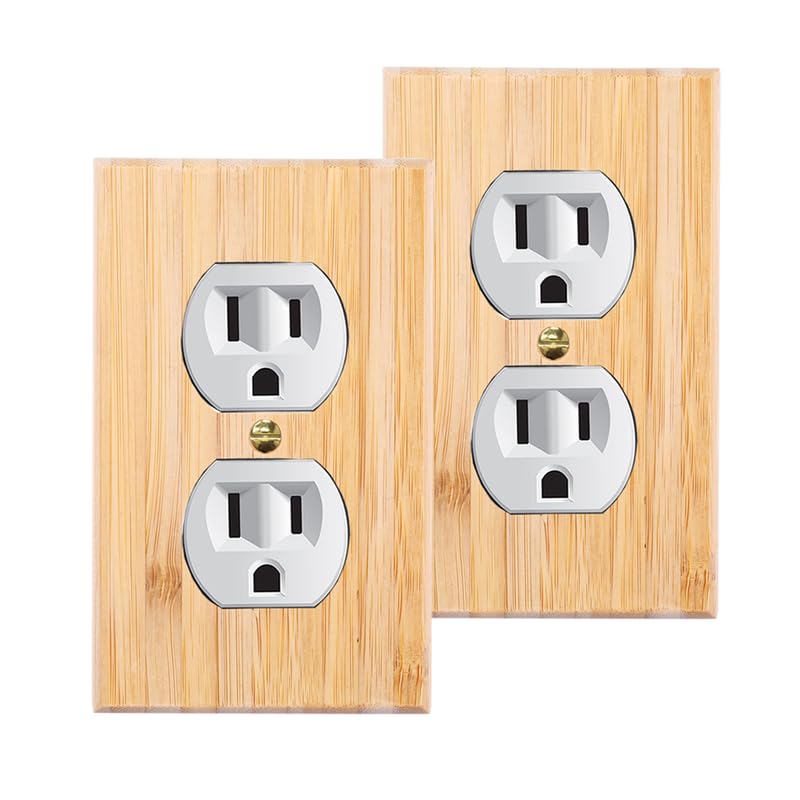 2PC Solid Wood Outlet Covers Raw Wooden Light Switch Plate Decorative Wall Plate Bamboo Quality Light Switch Plate Cover Double Hole Outlet Plate