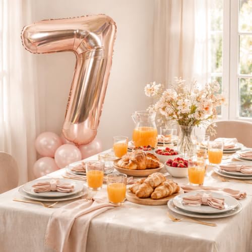 Image of Wanna Party Numerical 7 Rose Gold Balloon for Birthday and Anniversary Party | Large Foil (40inch)