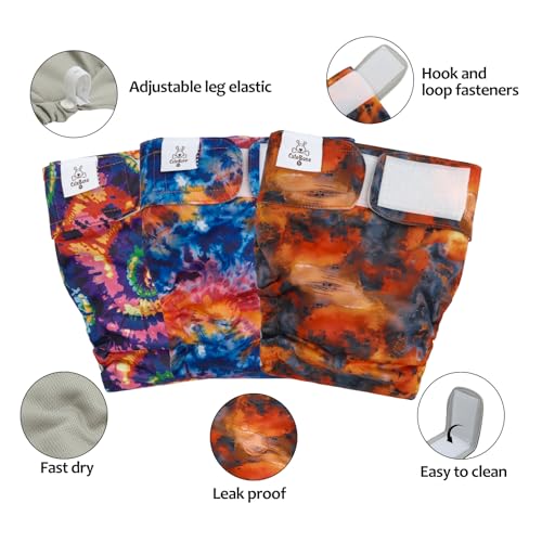 Image of CuteBone Washable Dog Diapers Female No Tail Hole 3 Pack Reusable Doggie Period Training Pants for Docked-Tail Frenchie French Bulldog Boston Terrier Without Tail WWD28XL