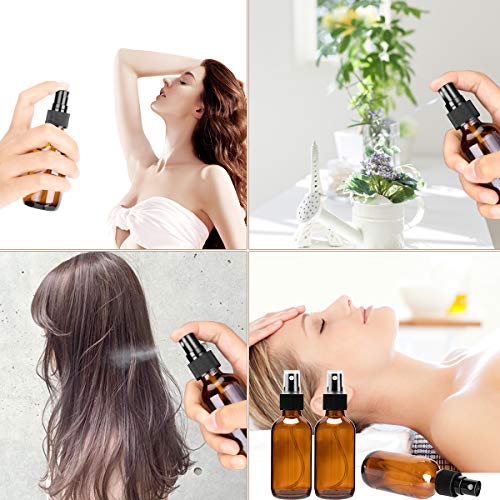 2oz Amber Glass Spray Bottles,DREAM ARK 16 Pack Empty Refillable Small Fine Mist Spray Bottle for Essential Oils, Beauty Products, Perfume, Homemade Cleaners,Makeup Tools and Aromatherapy