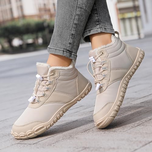 Image of Men's Women's Winter Barefoot Hiking Boots, Slip On Warm Zero Drop Snow Boots, Wide Toe Box Booties, Waterproof Shoes Sneakers Hike Shoes for Hiking Walking Outdoor Unisex