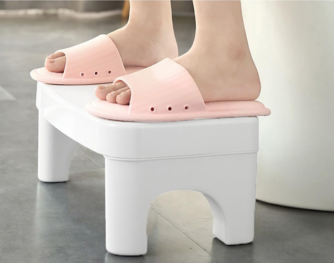 Taboret toaletowy dla dorosłych, składany taboret do WC, taboret WC poprawiający postawę podczas używania toalety, pomaga w zespole jelita drażliwego, zaparciach i hemoroidach, (Biały)