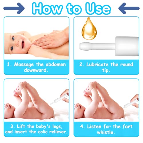 Image of uhfi Gas and Colic Reliever for Babies, Baby Gas Colic Relief, Natural Solution for Baby Colic and Gas Relief, 100% Safe & Effective Instant Constipation Relief for Babies, 20 Count (White)