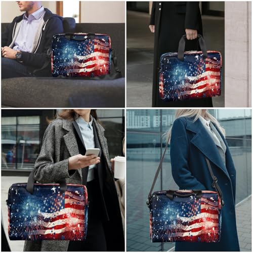 Maletín para portátil 15.6-16 pulgadas con bandera USA y correa miniatura 2