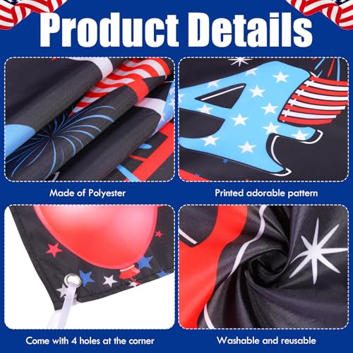 Image of Tiamon 3 Pcs Patriotic Decorations 4th of July Banner with Bunting Fan Flags Red White and Blue Pleated Half Fan Banner American Flag Backdrop for Independence Memorial Day Party Supplies Outdoor