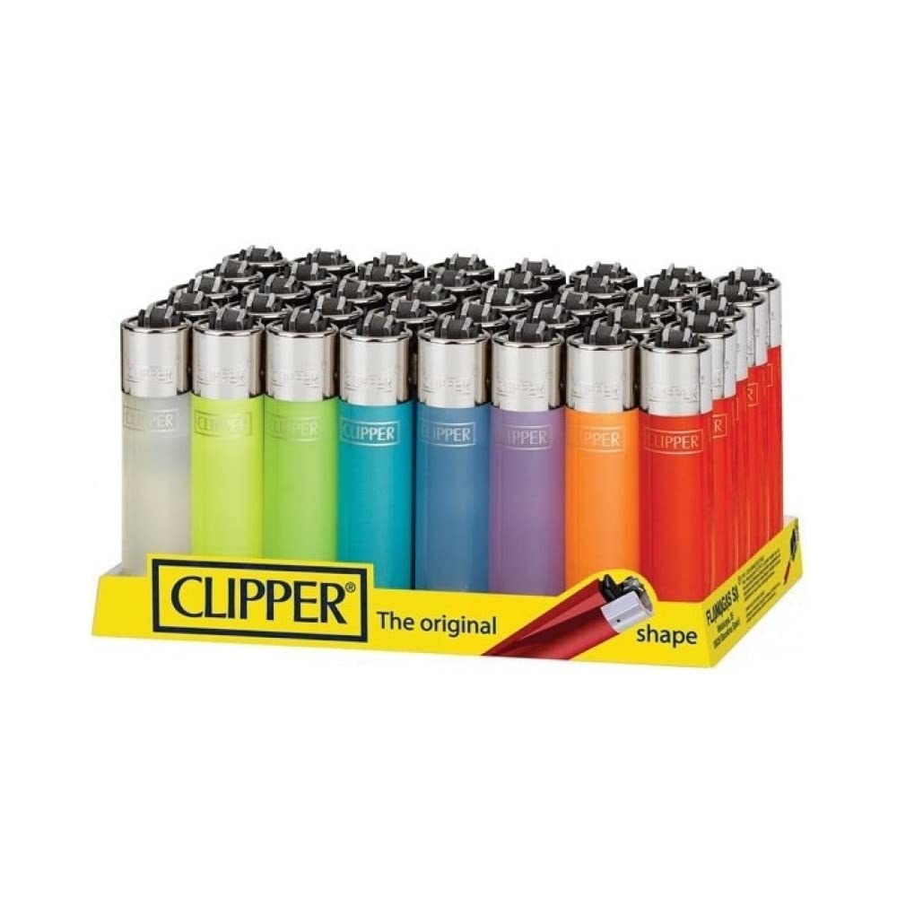 Smart Price Translucent 4 X Clipper Lighters Set,- Colours - See Throw Clear Colour Maxi Size Lighter Assorted Designs, Gas Lighter Refillable Lighter