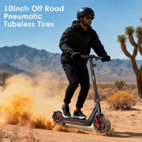 Image of Electric Scooter for Adults 10 inch Off-Road Pneumatic Tire 1200W Motor Max 33 Miles Long Range, 30 MPH Top Speed with Cruise Control, Dual Suspensions, Turn Signals Foldable E-Scooter, UL-2272 Certified