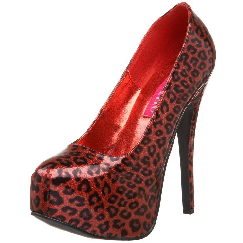 Pleaser Bordello Women's Teeze 37 Cheetah Platfom Pump,Red Cheetah Patent,8 M Us #TOP13