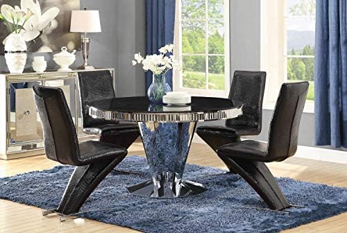 Coaster Home Furnishings Barzini 5-Piece Round Table Dining Set Black and Stainless Steel