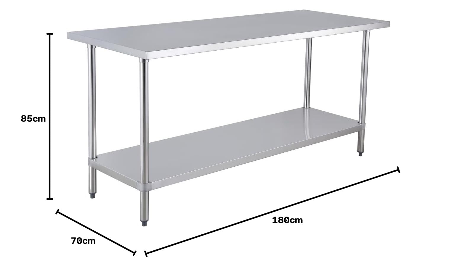 METRO Professional Table de Travail GWTS4187, Acier Inoxydable, 180 x 70 x 85 cm, argenté