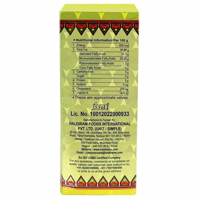 Image of Haldiram's Pure Desi Ghee 1L (Tetra Pack) | Traditional Indian Cow Ghee for Daily Cooking, Deep Frying & Mithai | Authentic Taste | Sealed Packaging
