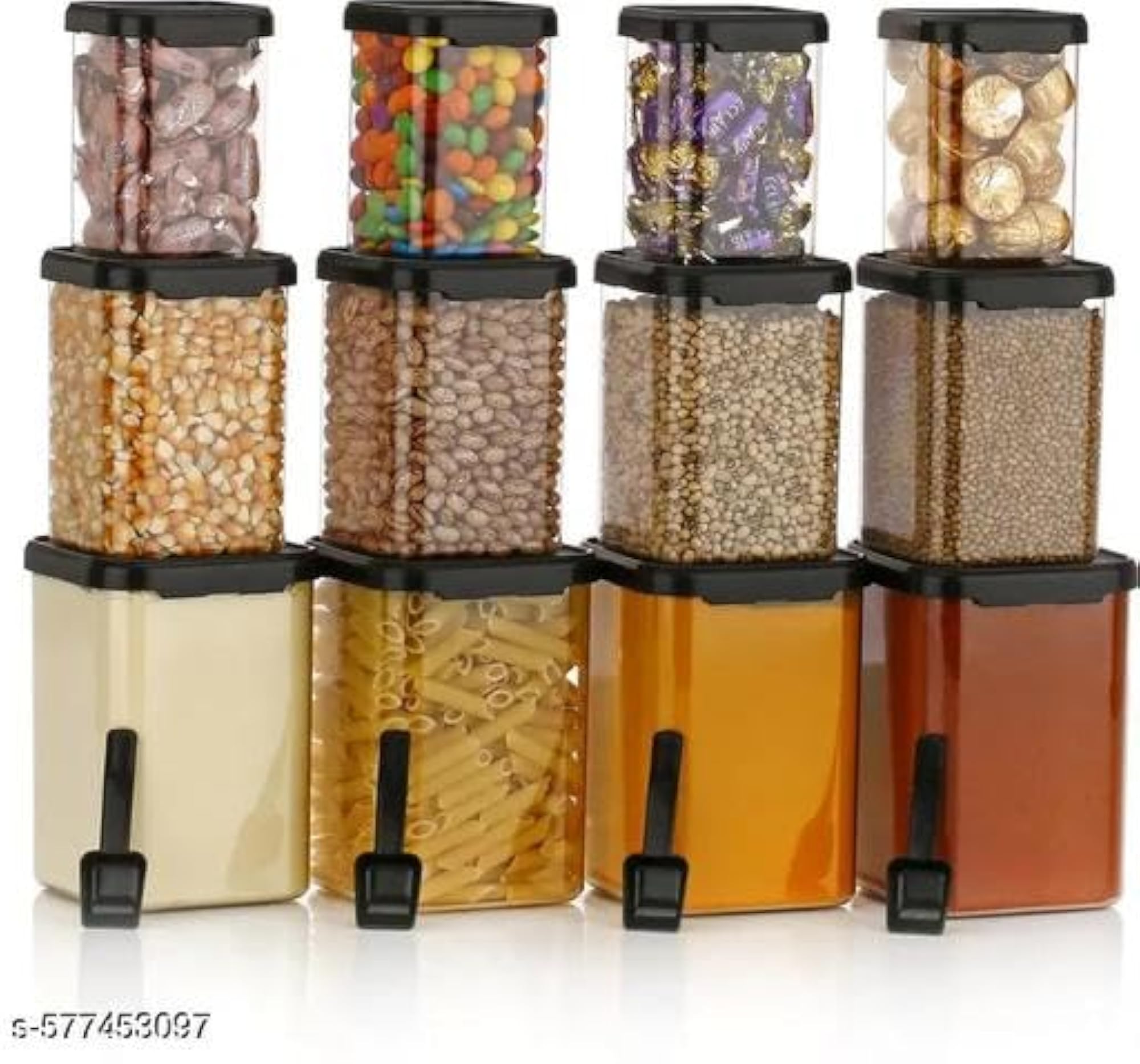 Multipurpose Modular Dry Set with Dispenser, 12 Pc Stackable Jars
