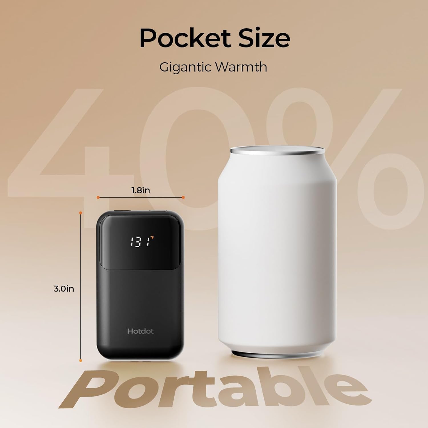 Hotdot Hand Warmers Rechargeable 2 Pack, 4 Heat Levels (104–131°F), Real-Time Temp & Battery Display, Electric Hand Warmers, Fast Heating, Fits in Gloves/Pocket, Gifts for Women & Men