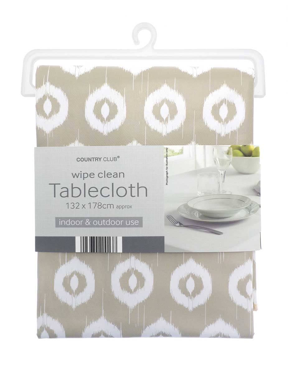 Awesomely useful and essential wipe clean tablecloths - 132cm x 178cm - 15+ Designs to choose from - Indoor & Outdoor Use - Easy Clean (Ikat - Natural)