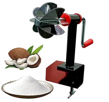 SPOCCO | Table Top Fitted Coconut Scrapper Grater for Kitchen | Easy Table Top Fitted Powder Coated Paint Manual Coconut Scraper | Stainless Steel Blades with 4'' clamp | CS08