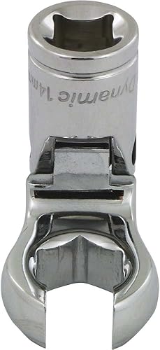 Miniatura 7 de D008760 38 "Drive Metric 0.394 in Flex Head con Crow Foot Flare Nut Socket, acabado cromado