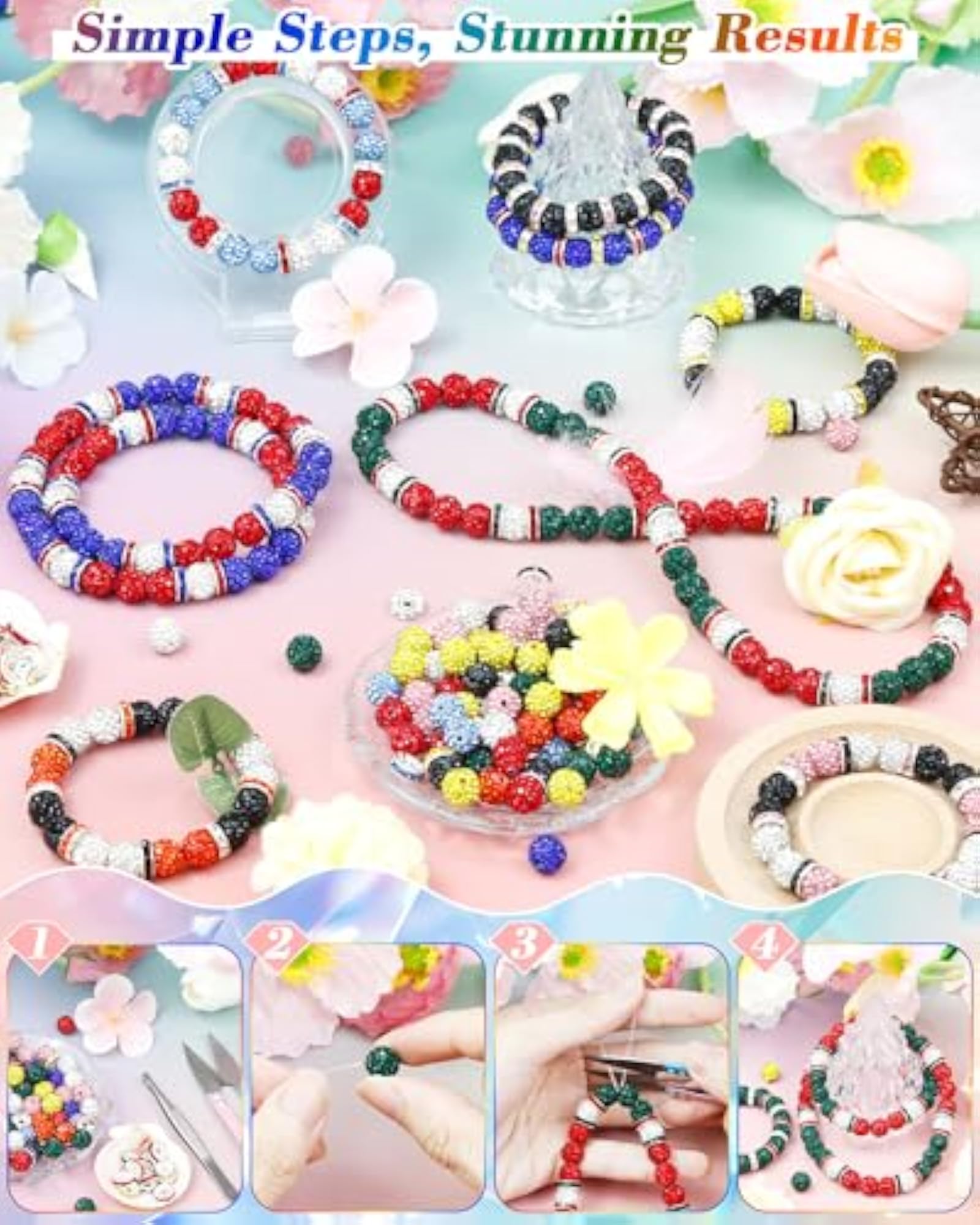 120PCS Rhinestone Beads for Baseball Necklace Bracelets