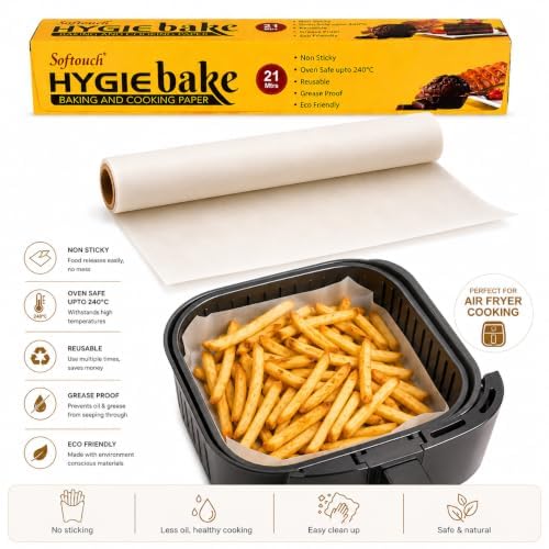 Image of Softouch Food Grade Baking and Cooking Paper Roll 21 Meters | Non-Stick | Reusable | Grease Proof | Perfect for Baking, Cooking, and Wrapping