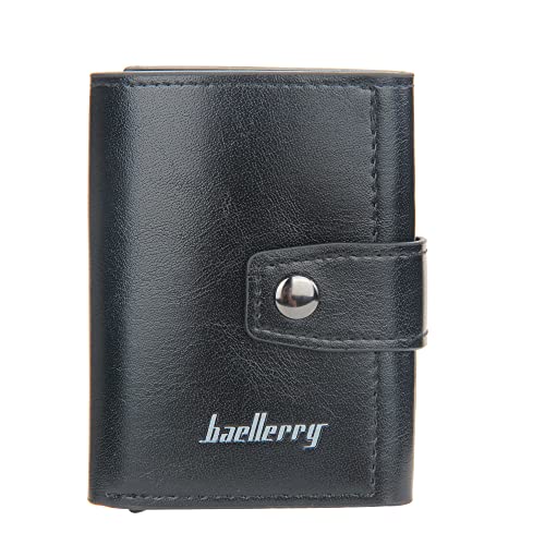 Anti-Degaussing Card Holder, Men's Aluminum Box Anti-Magnetic Theft Brush Neutral Card Holder Rfid Short Buckle Automatic Elastic Card Holder (Black)