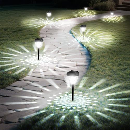 Ensenior 12-Pack Solar Lights Outdoor, 14.17' Auto ON/Off 6500K LED Solar Garden Lights for Pathway...