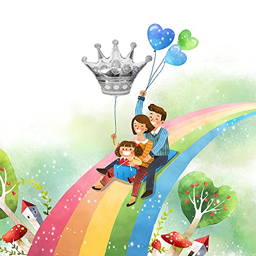 Horuius Silver Crown Balloons Crown Shaped Foil Mylar Balloons For Baby Shower Kids' Girls Wedding Birthday Party Supplies Decorations 30 Inchs 5Pcs #TOP5