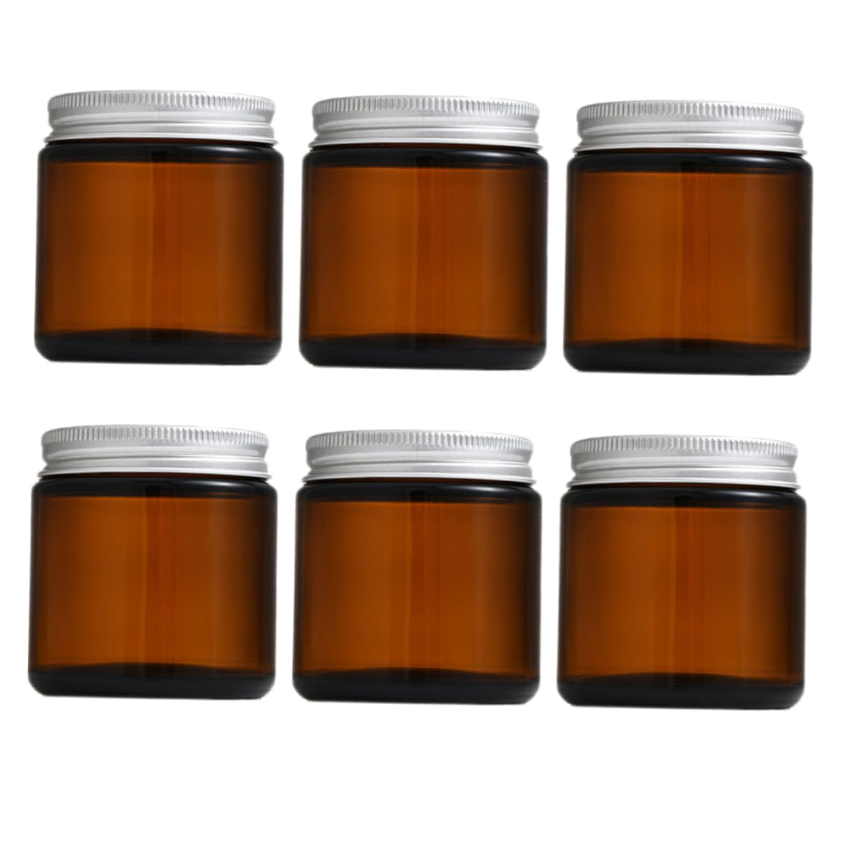 LIFKOME Pots à Bougie avec Couvercles 120g en Alliage D'aluminium, Récipients Remplissables 6pcs en Verre Marron pour Fabrication de Bougies Artisanales