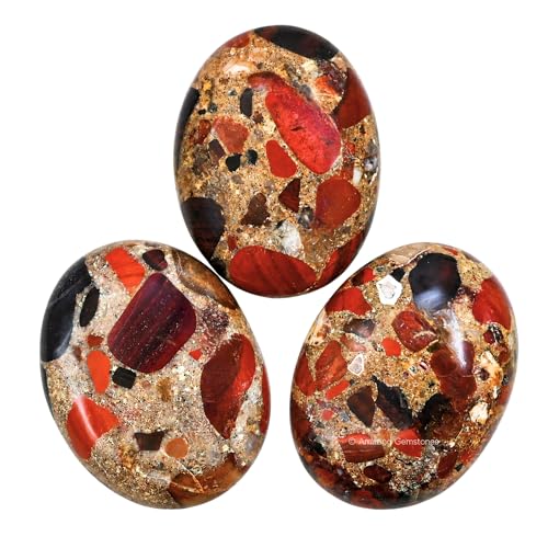 Image of Amazing Gemstone Spotted Jasper Crystals and Healing Stones - Large Palm Stone Crystals Piedra - Crystal for Good Luck, Balanced Positive Energy, Meditation - Unique Stocking Stuffers & Birthday Gifts