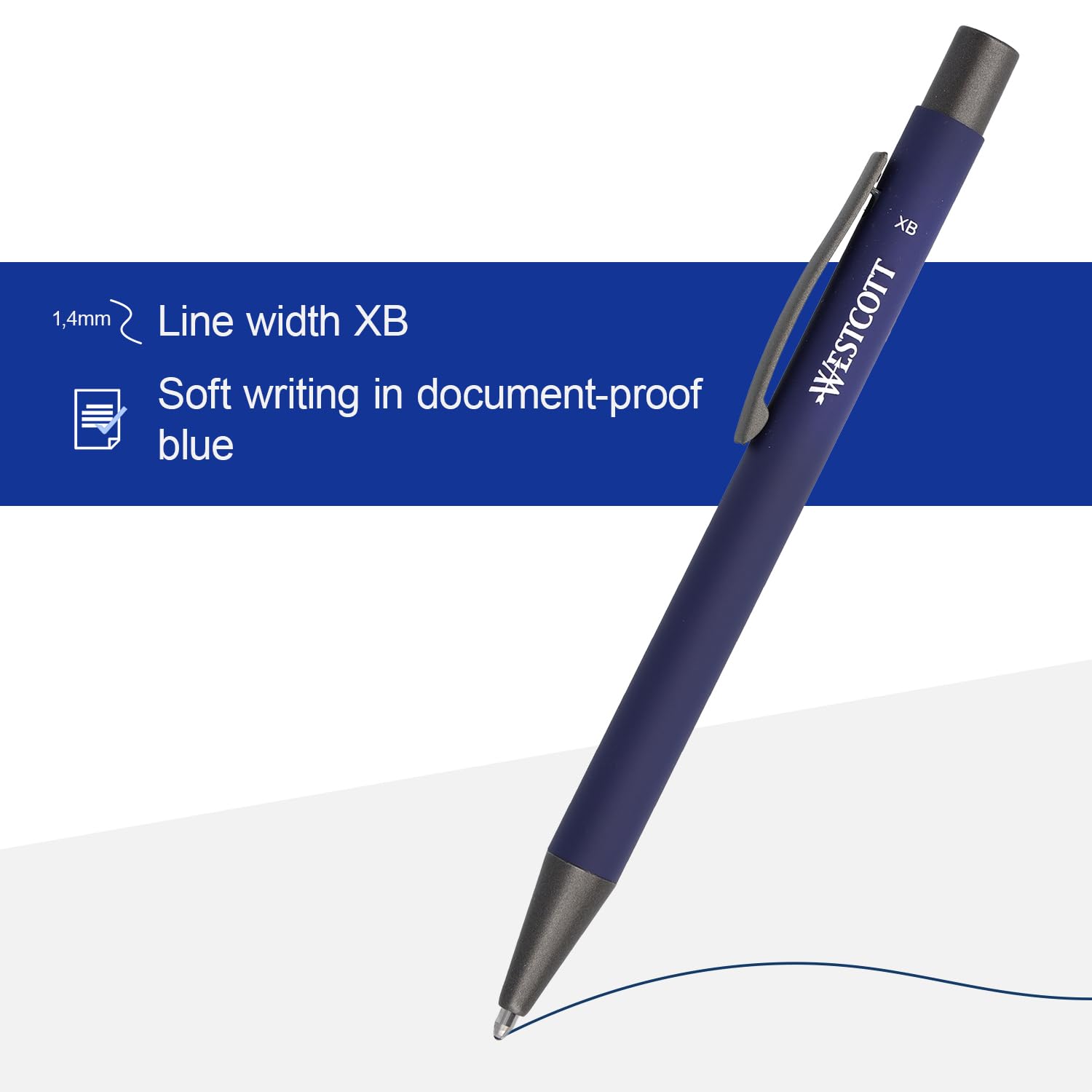 Westcott PRIMESOFT ballpoint pen 5 pieces Blue, 1 count (Pack of 5) - Image 3