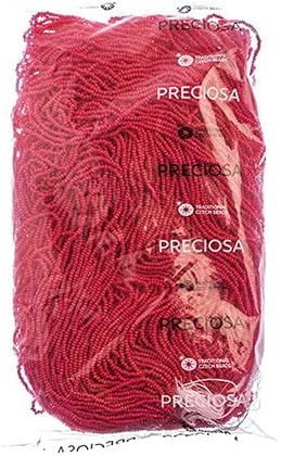 Czech Glass Seed Beads 11/0 (2.1mm Diameter) Terra Intensive Red Strung DIY Jewelry Making Beadss - 500g Bulk Bag by Preciosa (Jablonex)