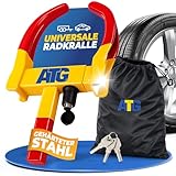 ATG Parkkralle Radkralle für Auto & Anhänger – Universelle Reifenkralle als Wegfahrsperre Auto – Diebstahlsicherung Anhänger für PKW, Wohnwagen, Wohnmobil & Motorrad – Reifenbreite 18–28 cm