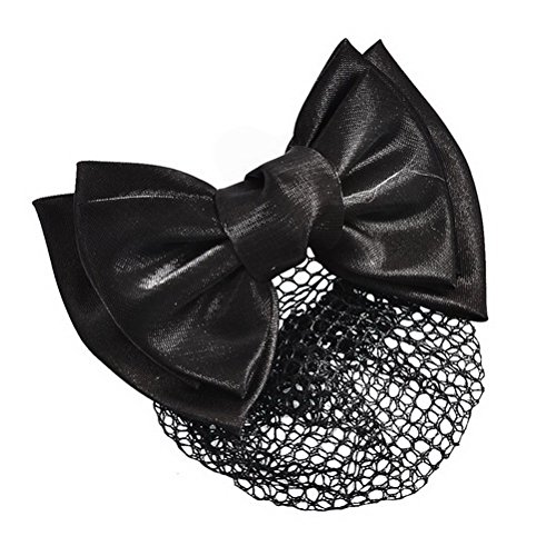 Rosallini Woman Black Polyester Bowknot Accent Barrette Snood Net Hair Clip by Uptell