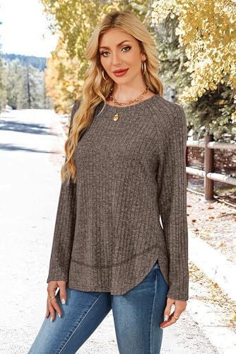 WIHOLL Long Sleeve Shirts for Women Fall Sweaters 2025 Lightweight Casual Tunic Tops Loose Fit Winter Clothing S-2XL