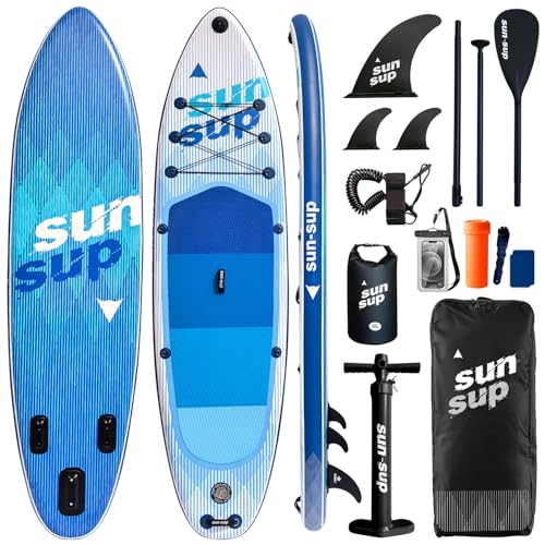 Image of Inflatable Stand Up Paddle Board Extra Wide SUP Board with Removable Fin with Premium SUP Paddle Board Accessories, Wide Stable Design, Non-Slip Comfort Deck for Youth & Adults