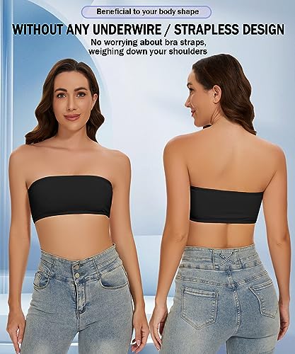 Women's Sports Bandeau Causal Tube Top Bra Strapless Wireless Non-Slip Detachable Padded Seamless Stretchy Bralettes3