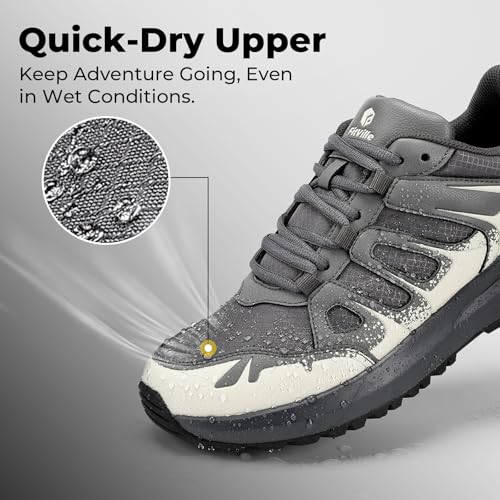 FitVille Men's Wide Hiking Shoes Water Repellent Trekking Trails Outdoor Sneakers Cushioned Lightweight Walking Running Shoes with Arch Support4