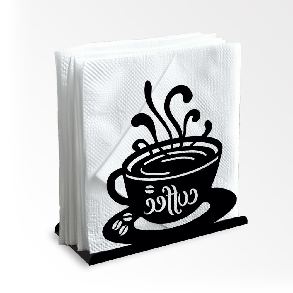 DOODLREAM Hot Coffee Cup Black Metal Napkin Holder for Tabler 12.5 x 12.5cm