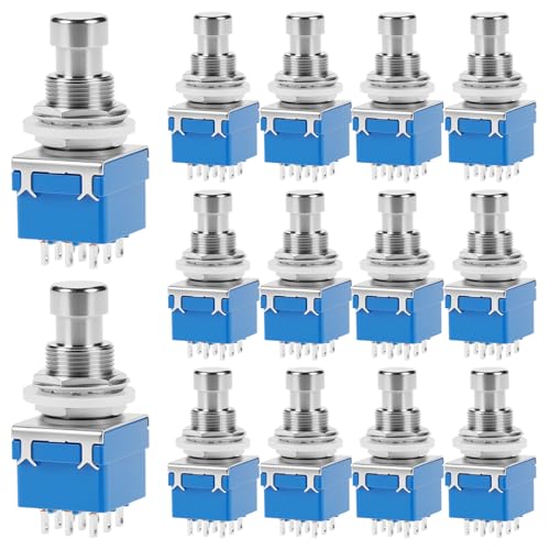 QWORK Guitar Effect Pedal 3PDT Footswitch, 14 Pcs Triple Pole Double Throw Latching Stomp Push