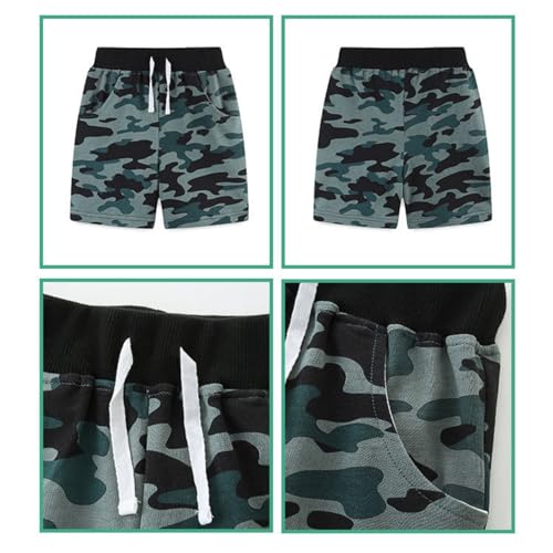 Toddler Boys Dinosaur Camouflage Shorts Drawstring Pockets Kids Cute Casual Athletic Short (b-Sky Blue, 6 Years)2