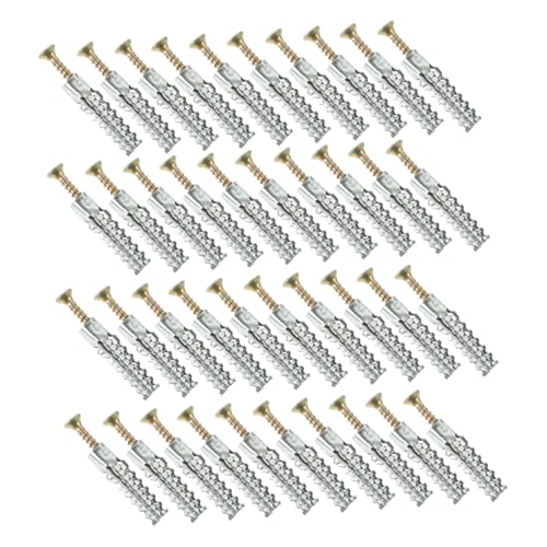 NULYLU Drywall Anchor Set 50 Pieces Heavy Duty Steel Wall Anchors Expansion Nuts for Cavity Walls Random