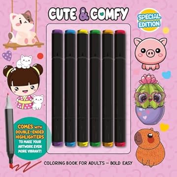 Capa do livro Cute & Comfy Coloring Book for Adults - Bold Easy - Special Edition - Livro de Colorir Adulto